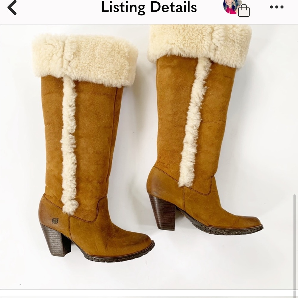 Born Suede Shearling Trim and Lined Tall Boots 6